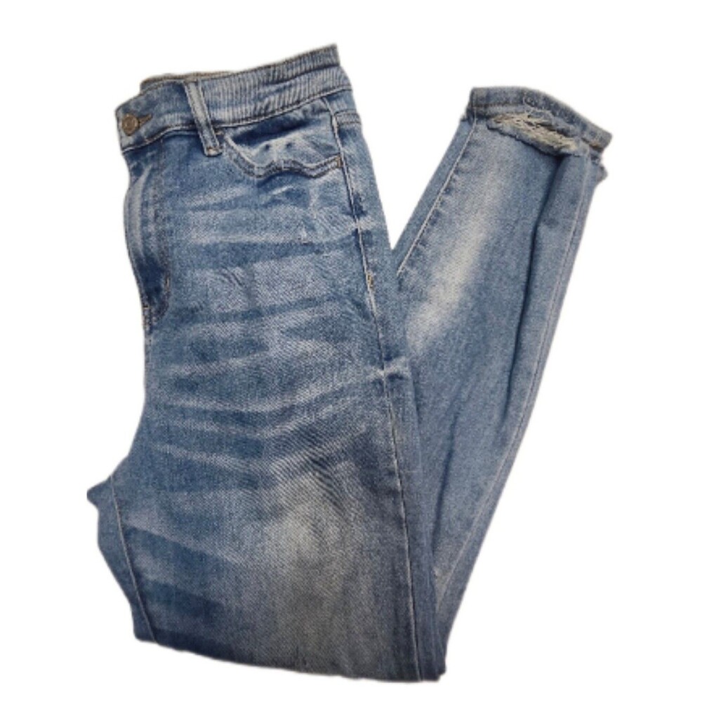 Vervet Blue Light Wash Distressed Stretchy High Rise Skinny Jeans, 29